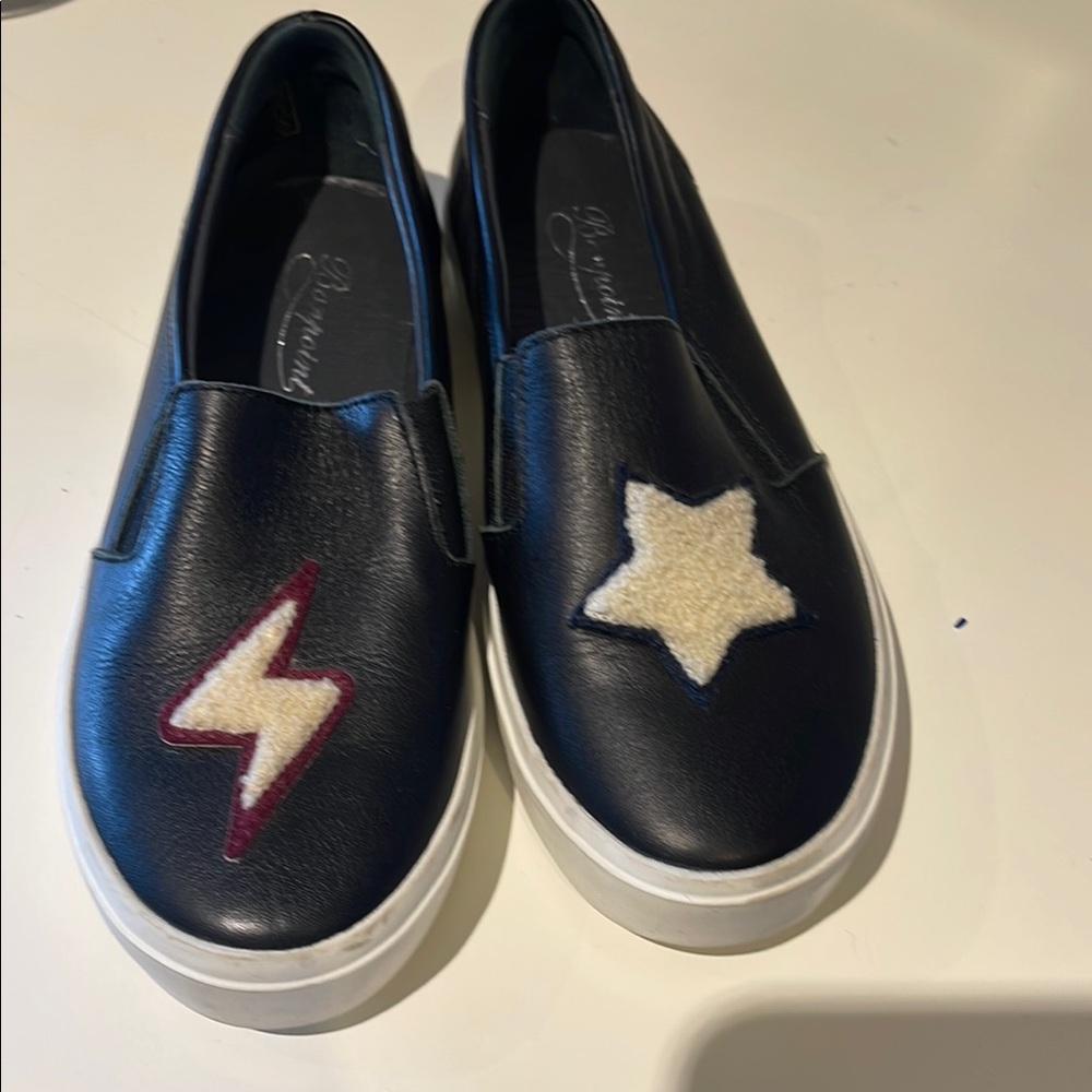 Bonpoint Kids Black Sneakers with Star and Lightning Design made in spain